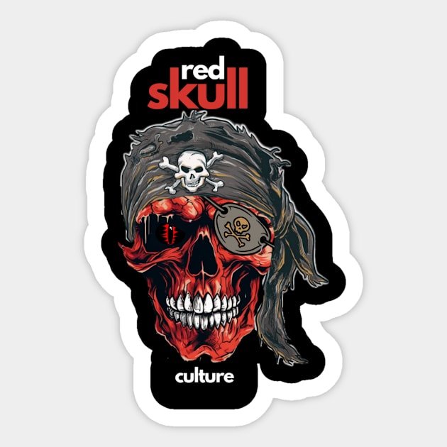 Red Skull Culture, Festival t-shirt, Unisex t-shirt, tees, men's t-shirt, women's t-shirt, summer t-shirt, trendy t-shirt, pirate t-shirts Sticker by Clinsh Online 